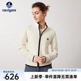 Navigare意大利小帆船羊毛衫女士秋冬季半高领弹力休闲毛衣通勤针织开衫女 科技白/黑 S