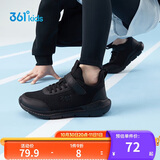 361°儿童运动鞋跑鞋男女童(3-12岁)防撞鞋头密网休闲跑鞋碳黑34