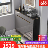 澳之音餐边柜一体靠墙柜子轻奢岩板餐厅边柜超薄家用厨房客厅储物茶水柜 59*29.6cm/岩板+烤漆/带高脚