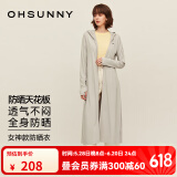 OhSunny防晒衣女长款女神透气防晒服户外运动风衣外套薄 气质灰-长款 M