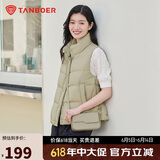 坦博尔羽绒服马甲女立领宽松外搭短款羽绒背心外套TD236006 奶茶棕 170