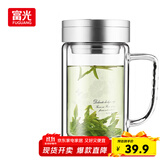 富光健牌双层玻璃杯支持团购定制茶杯办公杯带把 大容量男女水杯子