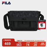 FILA【黑武士】斐乐斜挎包老花轻便防泼水挎包老花单肩包 正黑色-BK XS