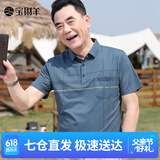 宝财羊父亲节礼物实用爸爸装冰丝短袖t恤男夏季polo衫5060中老年人衣服