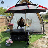 鹿营地摆摊推车露营车一体车小吃车超大款聚拢可升降地摊移动夜市餐车 PLUS宽 170x72黑桌+黑车+黑伞