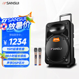 山水（SANSUI）户外k歌专用拉杆音响广场舞智能音箱专业设备移动便携式蓝牙播放器MK15-15电木吉他民谣乐器音箱