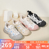 骆驼（CAMEL）丑萌登山鞋女时尚撞色户外休闲鞋 L24S076620 米/银/黄 37