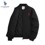 U.S. POLO ASSN.夹克外套男秋冬休闲男士立领飞行茄克宽松保罗上衣 黑色 L 