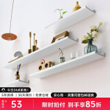 艺柳园实木隔板一字墙上置物架客厅卧室墙面壁电视背景墙壁挂装饰架书架 白色【橡胶木】 长60×宽15cm