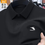 361°短袖t恤男POLO衫男士翻领体恤夏季半袖冰丝速干运动服跑步健身衣 超级黑 2XL (185/104A)