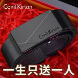 Conil Kirton皮带男士青年自动内扣腰带休闲真牛皮裤带生日礼物送老公男友父亲 雅典款黑色 110cm （130-150斤）