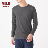 无印良品 MUJI 男式 使用了棉的冬季内衣圆领长袖T恤 69AA452打底衫打底衣 炭灰色 XS
