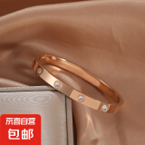 玫瑰金卡扣手镯韩版个性手环网红高级感手饰品 玫瑰金十颗钻