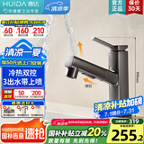 惠达（HUIDA）面盆抽拉水龙头冷热水龙头台盆浴室卫生间洗脸盆水池龙头台盆通用 三出水抽拉带上喷-BC1枪灰
