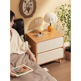 米客米家（MIKEMIJIA）床头柜小型储物柜一体家用卧室2025爆款简易收纳柜出租房用置物架 加厚板材-双抽|云川橡木色 组装