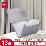 得力（deli）2只13格A6手提文件包/风琴包/文件夹/资料夹 多层票据文件时尚手提会议事务包办公学习 简约灰色