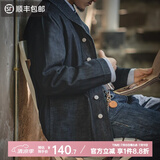 马登工装 新复古回潮水洗丹宁夹克阿美咔叽养牛猎装牛仔翻领外套男春 牛仔蓝 L