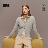 森马（Semir）森柔|针织开衫女冬季短款绞花正肩内搭女生法式毛衫101725106004
