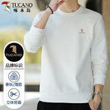 啄木鸟（TUCANO）卫衣男时尚潮流印花长袖T恤男装休闲百搭上衣套头衫 白色A 3XL