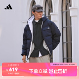 adidas 570蓬双面穿保暖连帽鸭绒羽绒服男女阿迪达斯官方轻运动 传奇墨水蓝 L
