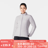 迪卡侬（DECATHLON）短款羽绒服轻薄薄外套户外运动保暖内胆排骨羽绒服TREK100 女款-浅灰色-立领 M