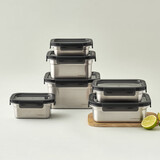 乐扣乐扣（LOCK&LOCK）本色不锈钢保鲜盒饭盒带饭密封冰箱厨房收纳水果零食餐盒500mL