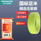 鸿雁电线BV1BV2.5BV4国标平方铜芯线家用铜线纯铜电源单芯电缆线100米 BV2.5平方双色（100米）