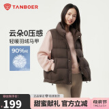 坦博尔羽绒服马甲女立领宽松外搭短款羽绒背心外套巧克力175