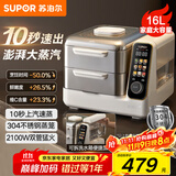 苏泊尔（SUPOR）电蒸锅 可拆洗分体式 多功能家用不锈钢电热锅 16L大容量双层蒸笼多用途锅ZN30FC866