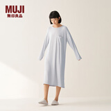 无印良品（MUJI）女式 柔软针织家居连衣裙 长袖睡裙女宽松家居服秋季 FD33CC5A 烟熏蓝色 L -XL (170/92A)