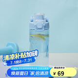 乐扣乐扣（LOCK&LOCK）人鱼线塑料运动水杯夏天便携水壶带刻度提手男女水杯子520ML蓝色