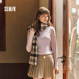 森马（Semir）长袖T恤女半高领吸湿发热抗菌2024冬紧身抓绒打底衫109724101001