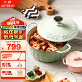 北鼎（Buydeem）珐琅锅铸铁锅汤锅家用双耳煲炖汤锅厨房好物浅衫绿22cm