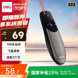 得力激光笔 可充电翻页笔演讲笔 PPT翻页笔 投影笔激光翻页笔教鞭 无线演示翻页器 红光 灰色2805