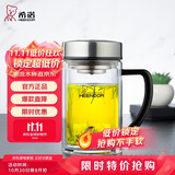 希诺（HEENOOR）抗菌玻璃杯双层高档办公水杯男2025新款带手柄泡茶杯子XN-9321KT