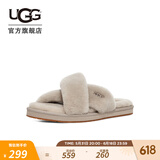 UGG春季女士休闲潮流交叉纯色居家户外舒适时尚平底毛拖鞋1138116 GOA | 山羊棕色 36