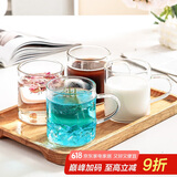 唯铭诺（WEIMINGNUO）高硼硅耐热玻璃杯套装家用带把水杯子玻璃茶杯4个装350ML