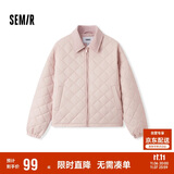森马（Semir）棉服女灯芯绒翻领菱形格复古2024冬三防宽松轻薄棉衣109724112007