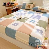 雅鹿a类全棉床笠单件180x200纯棉床单席梦思床垫床罩保护套单人床笠罩 春日花开蓝--三倍加厚款 （水洗棉） 简约单床笠系列-- 180cm*200cm