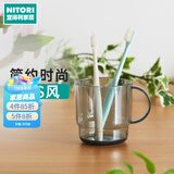 NITORI宜得利家居 家用简约透明牙刷杯子情侣刷牙杯漱口杯带手柄 灰色