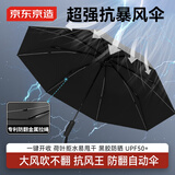 京东京造 黑武士PLUS台风伞 吹不翻的伞加固结实防吹翻双人三折23寸102cm