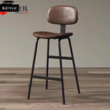 虞萌馨迪北欧吧台椅高脚凳家用靠背吧凳现代简约咖啡店酒吧椅高脚椅高吧凳 75高度(棕色坐垫)促销款