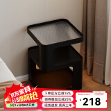 航轩世家床头柜小型家用卧室创意床边柜现代简约收纳架子铁艺移动边几 【带感应灯】40*40*59cm-幽暗黑