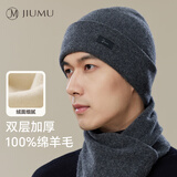 玖慕（JIUMU）纯羊毛保暖毛线帽秋冬针织帽冷帽冬帽冬天户外护耳防寒帽子男冬季
