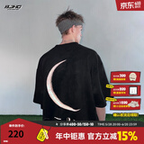 BJHG【徐新驰同款】 不计后果夏美式环保麂皮绒短袖上衣男宽松情侣T恤 黑色 2XL (160-200斤）