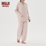 无印良品（MUJI）女式 发热毛毛纱家居连帽开衫 女士睡衣上衣单件家居服秋冬季保暖 烟熏粉色 S-M (160/84A)