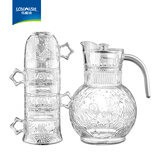 乐唯诗星空玻璃水杯联名高档创意高颜值叠叠杯大容量水杯果汁杯饮料杯 星空1壶4杯【皓月白】五件套