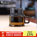 全度高硼硅耐高温办公杯茶杯烟灰色杯子简约带过滤茶水分离玻璃杯迷你 灰色墩墩小暖壶 400ml 1只
