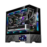 玩嘉千禧MATX副屏版 黑色 游戏电脑台式机箱 支持360水冷 M-ATX主板 5.5吋LCD屏270°海景房