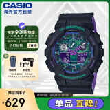卡西欧（CASIO）G-SHOCK 海洋之心潮流炫色运动双显男表 霓彩武士 GA-100BL-1ADR
